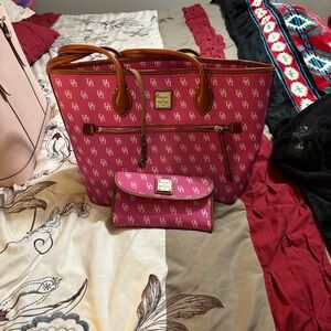 Dooney & Bourke Pink Logo Tote with Matching Wallet